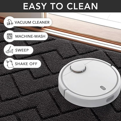 hicorfe Indoor Doormat,Front Back Door Mat Rubber Backing Non Slip Door Mats 20"x59" Absorbent Resist Dirt Entrance Doormat Inside Floor Mats Entryway Washable Low-Profile for Patio,Garden(Charcoal)