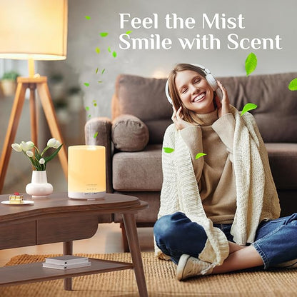 ASAKUKI Essential Oil Diffuser, 5-in-1 Quiet Humidifier, Home Fragrance Aroma Diffuser with 7 LED Color Changing Light and Auto-Off Switch (Pure White)