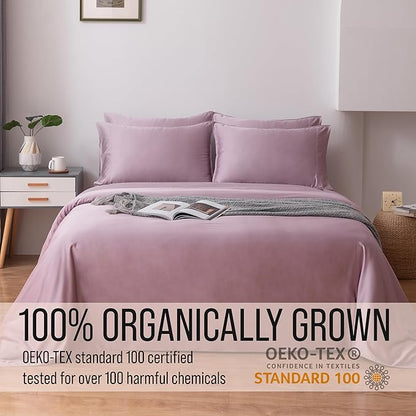 Bella Coterie 7 Piece Luxury Bamboo Viscose Split King Size Sheet Set | 2 Fitted Sheets for Adjustable Beds | 100% Organically Grown | Cooling for Hot Sleepers | 4 Pillowcases [Lilac]