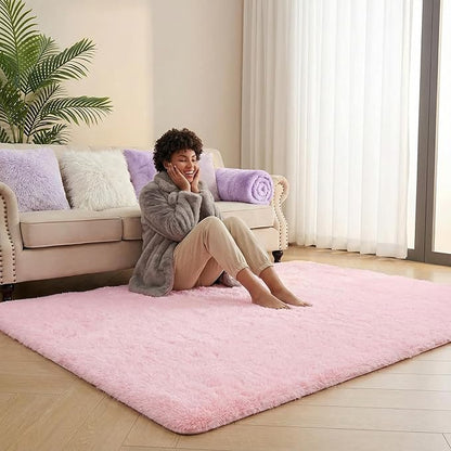 duduta Pink Soft Fluffy Rug 5x8 ft, Shag Fuzzy Plush Rectangle Carpet for Bedroom Nursery Living Room Home Decor
