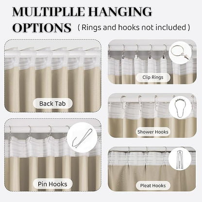100% Blackout Thermal Insulated Curtains, 3 Layers Noise Absorbing, Soundproof Back Tab Drapes for Sliding Glass Door Baby Nursery Bedroom with Hooks, Beige 50x108 Inch Set of 1