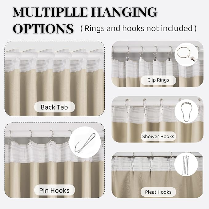 Soundproof 100% Blackout Curtains 96 inches, 3 Layers Thermal Insulated Back Tab Drapes for Door Window Nursery Divider Living Room, with Pin Hooks Beige 50x96 Inch 1 Panel