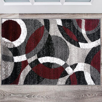 Rugshop Contemporary Abstract Circles Perfect for high Traffic Areas of Your Living Room,Bedroom,Home Office,Kitchen Area Rug 2' x 3' Red
