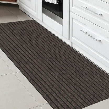 Ottomanson 2'7" x 5' Mud Mat Area Rug Scraper Carpet - Non-Slip, Dirt Trapping for Indoor & Outdoor Use - Ideal for Entryway, Garage, Kitchen, Patio & High-Traffic Areas, Brown