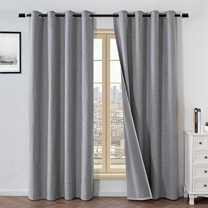 100% Blackout Curtains 96 Inches Long 2 Panels Set, Black Out Curtains for Living Room, Light Grey Thermal Insulated Grommet Drapes Bedroom Luxury Decor Privacy(52W × 96L inch, Light Grey)