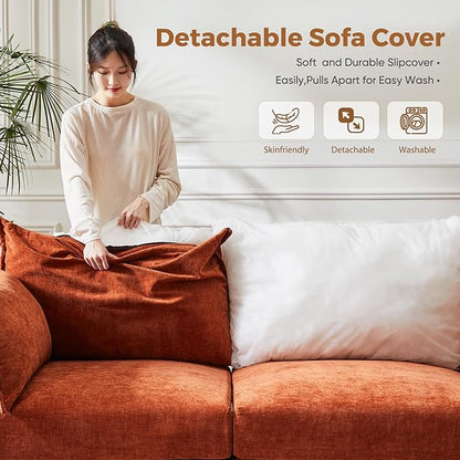 ABCASA 103.5" Oversized Modular Sectional Sofa, L Shaped Convertible Couch with Movable Ottoman, Large 6 Seat Corner Couches for Living Room Deep Seat- Terracotta Orange Chenille