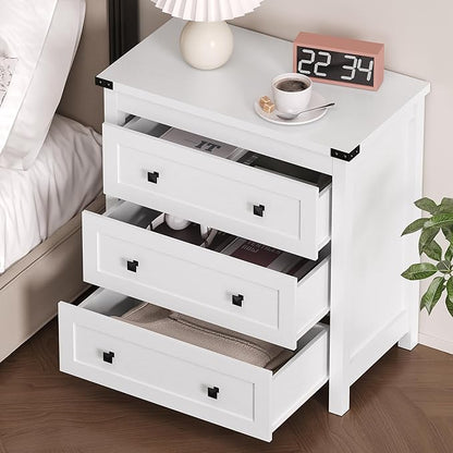 3-Drawer Dresser, Small Wooden Chest of Drawers with Metal Knobs, Water-Resistant Top, Storage Organizer with Anti-Tip Kit for Bedroom, Nursery, Living Room