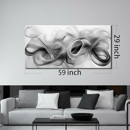 JuhaiArt White Canvas Wall Decorations Black Wall Art Large Abstract Canvas Wall Art for Living Room Poster Picture for Home Office 29"x 59"