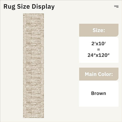 Runner Rug 2'x10' Washable Non-Slip Runner Rugs for Kitchen Bathroom Laundry Room Brown Vintage Floor Carpet Runners for Hallway Entryway