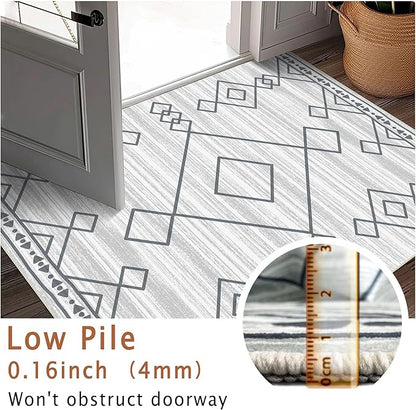 3x5 Rug, Small Area Rug for Living Room, Bedroom, Kitchen, Machine Washable Non-Slip Throw Rug, Low Pile Carpet Western Rug for Entryway Nursery Coffee Table, Checkered