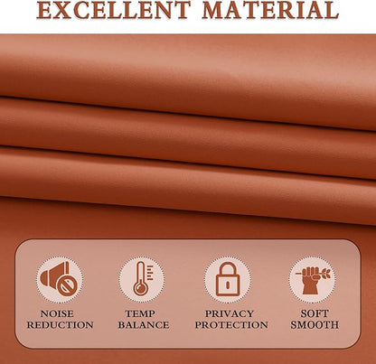 DONREN Terracotta Orange Draperies Curtains for Bedroom - 2 Panels Window Shades Light Blocking Insulated Thermal Curtain Panels for Women Room, 52 x 72 Inch Length