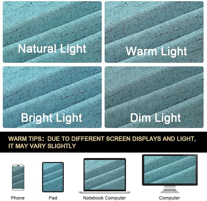PrinceDeco Teal Blue 100% Blackout Linen Textured Curtains for Bedroom Thermal Insulated Grommet Room Darkening Curtains & Drapes for Living Room Nursery 42 x 84 Inch (2 Panels)