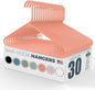 Neaties Plastic Hangers 30 Pack – Made in The USA – 6lb Capacity Standard Clothes Hangers with Strap Hooks for Dresses, Lingerie, Shirts, Pants, and Jackets – Peach