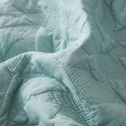 MarCielo 3-Piece 100% Cotton Oversized Bedspread Lightweight Quilt Coverlet Embroidery Farmhouse Bedding Set T0 (Aruba Blue, Oversized Queen (100"x106"))