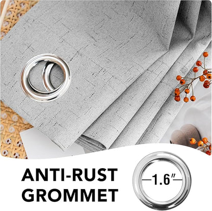 H.VERSAILTEX 100% Blackout Curtains for Bedroom Thermal Insulated Linen Textured Curtains Heat and Full Light Blocking Drapes Living Room Curtains 2 Panel Sets, Glacier Gray, 52x63 Inch