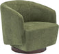 MINCETA Accent Chair,Modern Swivel Chairs for Living Room and Bedroom Reading with Wood Base,Fabric in Green