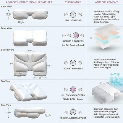 Wife Pillow the Side Sleeper Pillow with Arm Hole for Shoulder Pain - Arm Tunnel Pillow for Side Sleepers, Shoulder Relief & Neck Support Comfort Sleep Pillow for Adults - Cooling Shredded Memory Foam