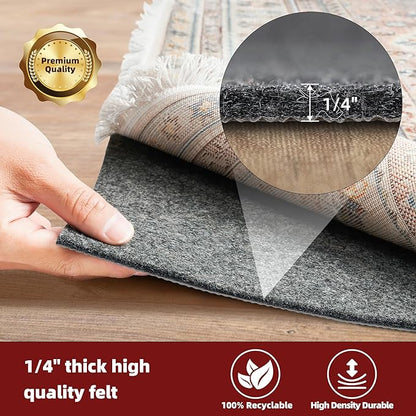 BAGAIL Felt and Natural Rubber Backing Rug Pads 1/4” Thick, 2 x 3 Ft Non Slip Carpet Gripper Keep Rugs in Place, Under Area Rug Protective Cushioned Pads, Carpet Runners, Hardwood Floors Protection