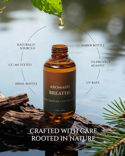 AROMADD Breathe Diffuser Oil 3.38 Fl Oz (100ml), Light Aroma Diffuser & Hotel Fragrance Diffuser Oil, Essential Oil Ideal for Anyone Who Loves a Fresh Scent Without Heavy Fragrance