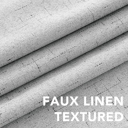 H.VERSAILTEX Linen Curtains 100% Blackout Curtains for Bedroom 90 inch Long Full Light Blocking Nature Linen Blended Window Curtains for Living Room Nickel Grommet (2 Panels, Glacier Gray)