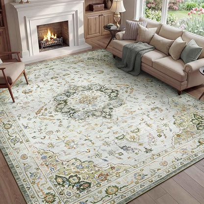 PADOOR 8X10 Area Rug,Rugs for Living Room,Soft Green Rugs for Bedroom,Machine Washable Rugs Non Slip Carpet,Rug for Dining Room Living Room Bedside Office