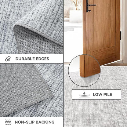 Area Rugs 6x9, Machine Washable Modern Soft Rugs for Living Room Floor Non-Slip Carpet for Nursery Bedroom Indoor Home Office Light Grey 6x9