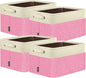 BALEINE 4 Pack Fabric Storage Bins for Shelves, Linen Storage Baskets for Organizing, Decorative Closet Bins for Clothes, Home (Pink, 15''x11''x9.5'')