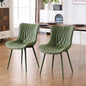 YOUTASTE Upholstered Leather Dining Chairs Set of 2 All Olive Green, Mid Century Modern Comfy Kitchen Dining Room Chair, Green Metal Legs, Armless Accent Chair for Living Room Bedroom
