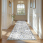 jinchan Kalen Runner Rug 3x7 Washable Hallway Rug Vintage Indoor Thin Retro Floor Cover Distressed Floral Country Lightweight Non Slip Carpet for Entryway Bathroom Bedroom Living Room Stairway Blue