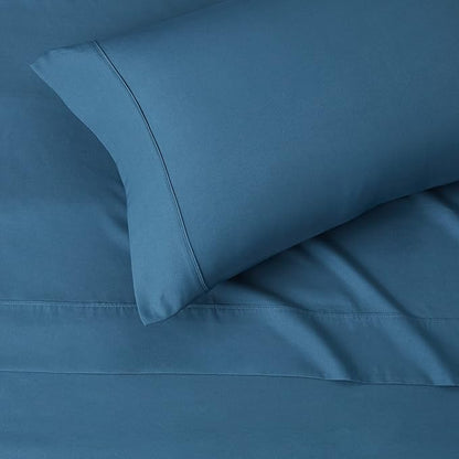 Amazon Basics Lightweight Super Soft Easy Care Wrinkle Free Microfiber 3 Piece Bed Sheet Set with 14-Inch Deep Pockets, Twin, Dark Teal, Solid, Kids, Men & Women Bedding (Pack of 4)