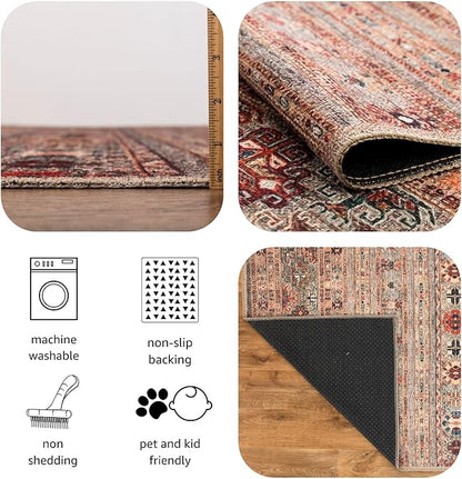 Keen Home Design 9x12 Rug - Machine Washable Area Rug with Non-Slip Backing, Ideal for Living Room, Dining Room, Bedroom - Vintage, Easy Clean, Durable, Low Pile Rug - (9' x 12')