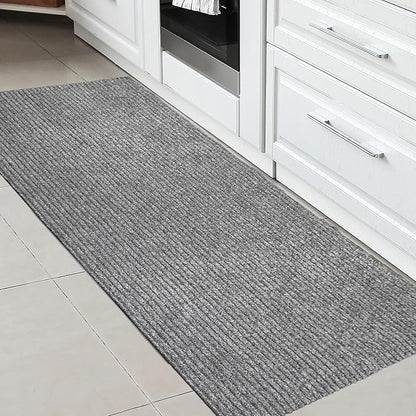 Ottomanson 2' x 5' Hallway Runner with Scraper Pile - Extra Durable Non-Slip Rug Mat for Indoor & Outdoor Use - Ideal for Kitchen, Entryway, Patio & Garage - High-Traffic Carpet, Gray