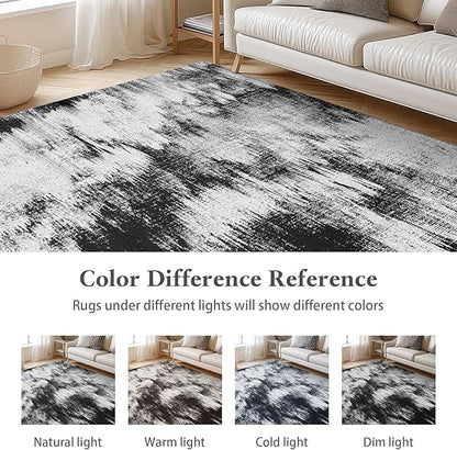 Area Rugs 6x9 Rug for Living Room - Machine Washable Neutral Modern Abstract Soft Rugs for Dining Room Floor Non-Shedding Carpets for Bedroom Farmhouse Home Office