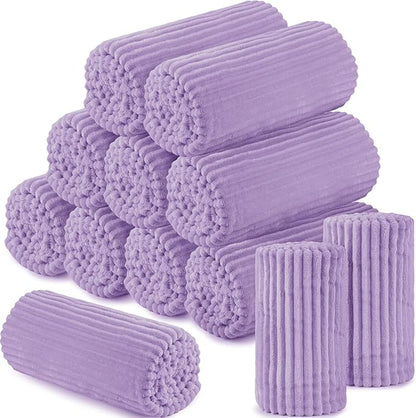 Buryeah 12 Pcs Flannel Throw Blanket Bulk 50 x 60 in Sleepover Blanket Outdoor Wedding Throw Lightweight, Oeko-tex Standard 100 Certified for Sofa Homeless Gifts (Pale Purple)