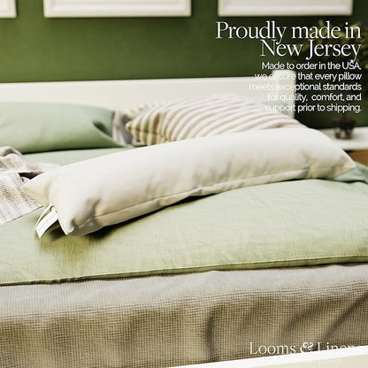 12x48 inch Boudoir Pillow by Looms and Linens with Down Alternative Lumbar Throw Pillow - USA Made Lumbar Pillow Pack of 1