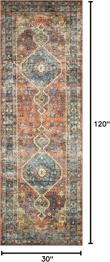 Loloi Skye Collection SKY-11 Rust/Blue 2'-6" x 10'-0" Runner Rug
