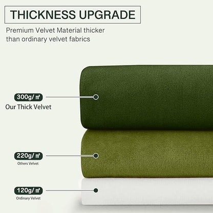 StangH Emerald Green Velvet Curtains Blackout - Classic Solid Christmas Decorative Thermal Insulated Blackout Window Drapery for Living Room/Holiday Fete, W52 x L96-inch, 2 Panels