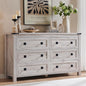 T4TREAM Farmhouse 6 Drawers Dresser for Bedroom, Wood Rustic Wide Chest of Drawers, Storage Dressers Organizer for Bedroom, Living Room, Hallway, Antique Brush White