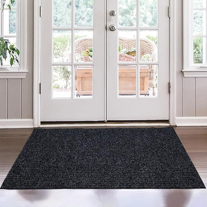 Ottomanson Mud Mat 2' x 3'11" Entryway Rug - Non-Slip Scraper Doormat for Muddy Paws, Dirt Trapping Indoor/Outdoor Mat for High-Traffic Areas, Kitchen, Garage, Patio, Black