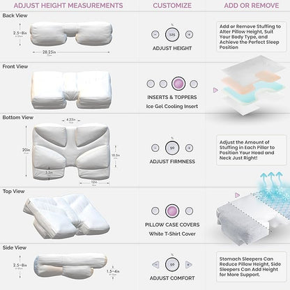 Wife Pillow - Topper, Hotel Style, 50/50 Blend: Goose Down Feather & Siliconized Fiberfill. Machine Wash & Dry. Adjustable for Side Sleepers by Zipper Access Add/Remove Filling: Soft Support