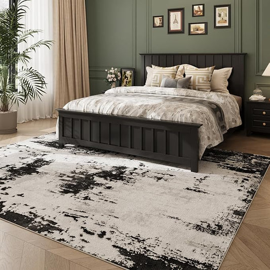 Area Rugs 6x9 Rug for Living Room - Machine Washable Neutral Modern Abstract Soft Rugs for Dining Room Floor Non Sliping Carpets for Bedroom Farmhouse Home Office
