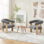 VKNOW Accent Chair Living Room Chairs Set of 2, Modern Upholstered Arm Chair with Solid Wood Legs, Comfy Barrel Accent Chairs for Living Room, Bedroom, Dark Grey