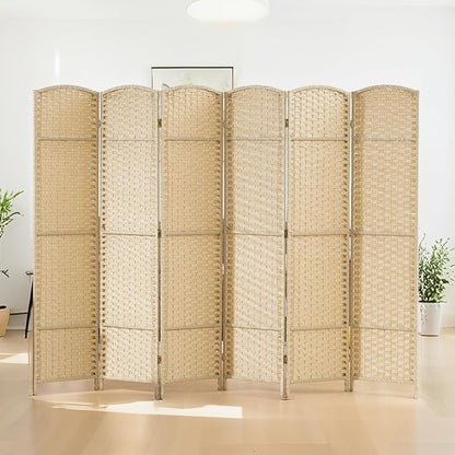 HOMCOM Room Divider, 6 Panel Folding Privacy Screen, 5.6' Tall Freestanding Wall Partition for Home Office, Bedroom, Beige