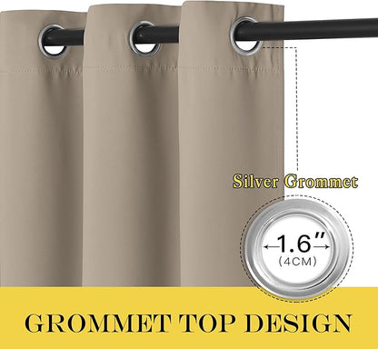 NICETOWN Bedroom Curtain Room Darkening Drapery 102 inches Length - Home Fashion Thermal Insulated Grommet Room Darkening Curtain for Living Room (Taupe, 1 Panel, 52 x 102 inches)
