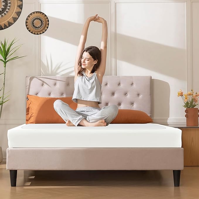 Biscaynebay Decorative Box Spring Cover Full & Full XL Size, Ivory Luxurious Jersey Knitting Stretchy Wrap Around 4 Sides Bed Skirt for Home/Hotels, Easy Fit Wrinkle Free Machine Washable