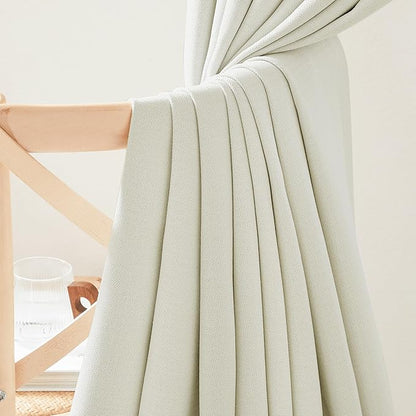 NICETOWN Room Darkening Curtains 96 inches Long for Bedroom, Rod Pocket/Back Tab/Hook Belt Thick Faux Linen Cold & Light Blocking Window Treatment for Living Room, Natural, W50 x L96, 1 Panel