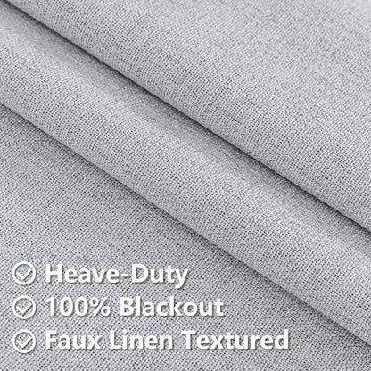 100% Blackout Curtains for Living Room, 108 Inch Curtains 2 Panel Set Light Blocking, Back Tab & Rod Pocket Thermal Insulated Drapes Bedroom Windows Home Decr(52W × 108L inch, Greyish White)