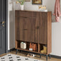 Shoe Storage Cabinet with 2 Flip Drawers, Narrow Shoe Cabinet for Entryway, Freestanding Slim Hidden Shoe Organizer Cabinet with Doors, Adjustable Shelf, Open Storage Space (Walnut)