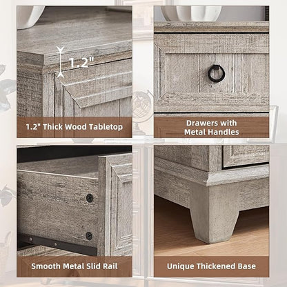 Farmhouse 5 Drawer Dresser for Bedroom, 42" Tall Small Dressers & Chest of Drawers, Rustic Wood Dresser with Metal Handle, Storage Organizer Closet for Living Room, Hallway, Entryway