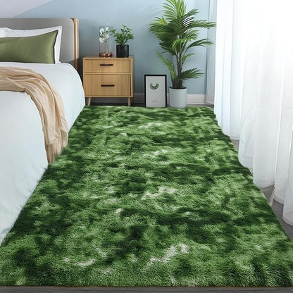 PAGISOFE Fluffy Dark Green Rugs for Living Room 5x8, Modern Abstract Bedside Carpets, Plush Rug High Pile Emerald Green Rugs for Kids Boys Girls Teen Dorm Nursery Room Decor Aesthetic, No-Shedding
